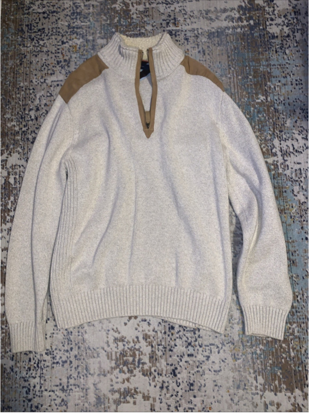 Tommy Hilfiger 1/4-Zip Heavy Pullover Sweater With Elbow & Shoulder Patches XXG - Picture 2 of 16